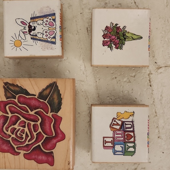 Wooden Stamps with Colorful Designs 7 Total - Picture 3 of 4